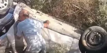 MİLAS'TA ARAÇ ŞARAMPOLE YUVARLANDI: 1 YARALI